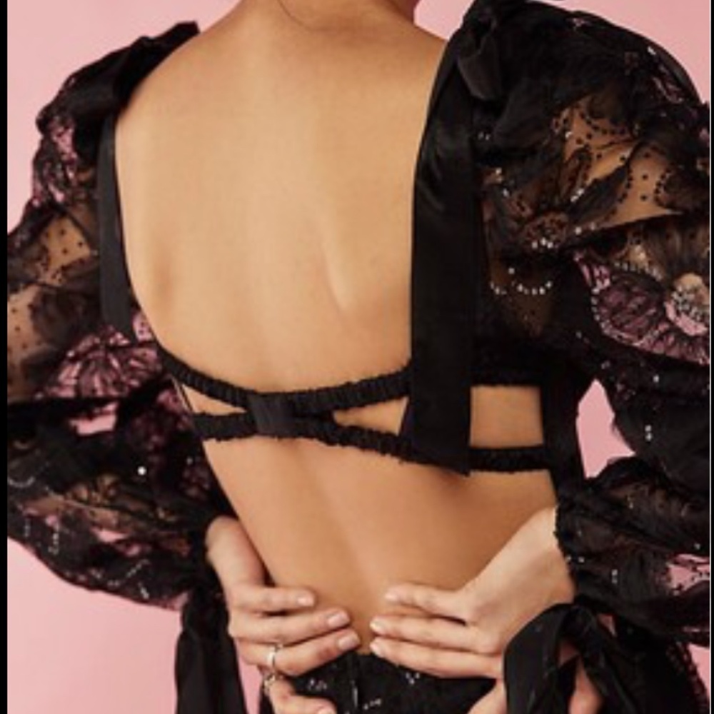 Black Kiersten Mini Dress By For Love & Lemons - Picture 3 of 5